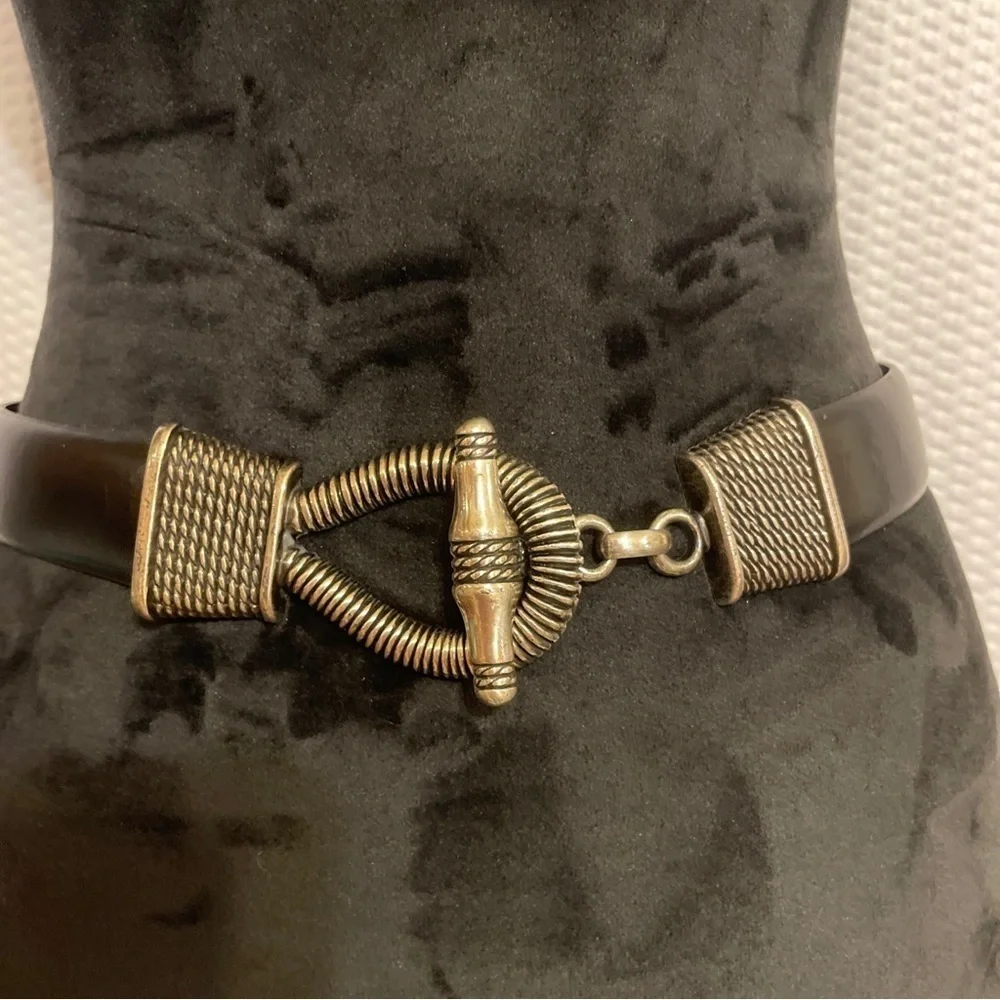 Cipriani 1” Black Leather Adjustable Belt Size S/M